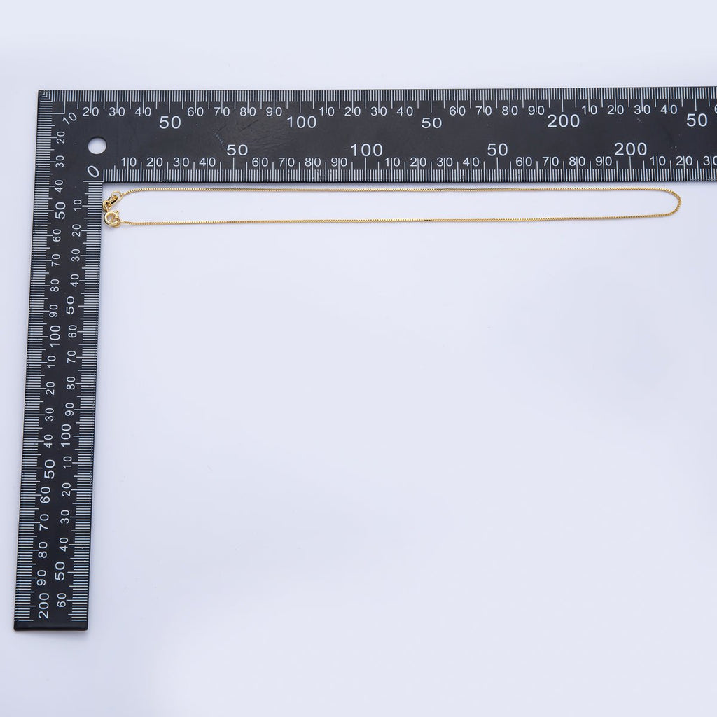 18K Gold Filled 1mm Minimalist Box Chain 17.5 Inch Necklace | WA-3987