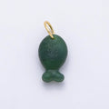 18K Gold Filled 20mm, 30mm, 38mm, 49mm Textured Jade Gemstone Fish Charm | Charms-01388 ~ Charms-01391