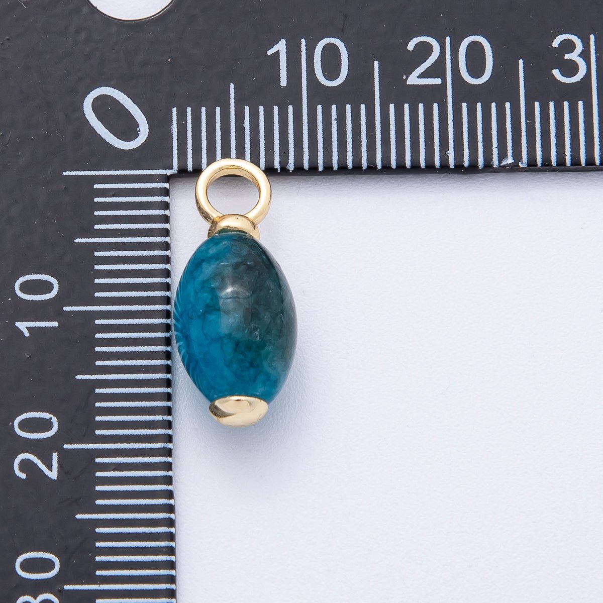 18K Gold Filled 20mm Blue Calcite Gemstone Drop Charm | AK143