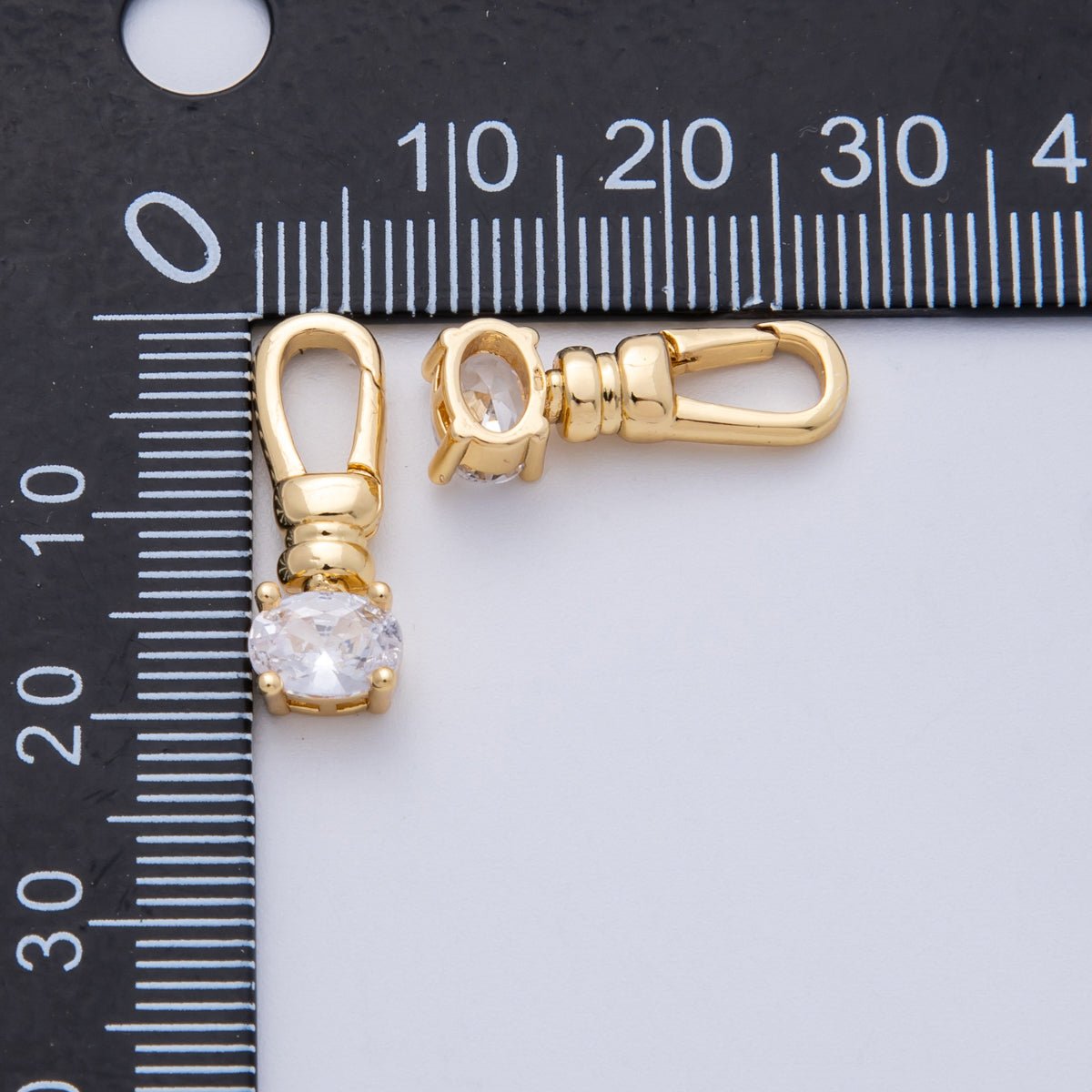 18K Gold Filled 20mm Clear CZ Push Gate Clasp Closure | Findings-00052