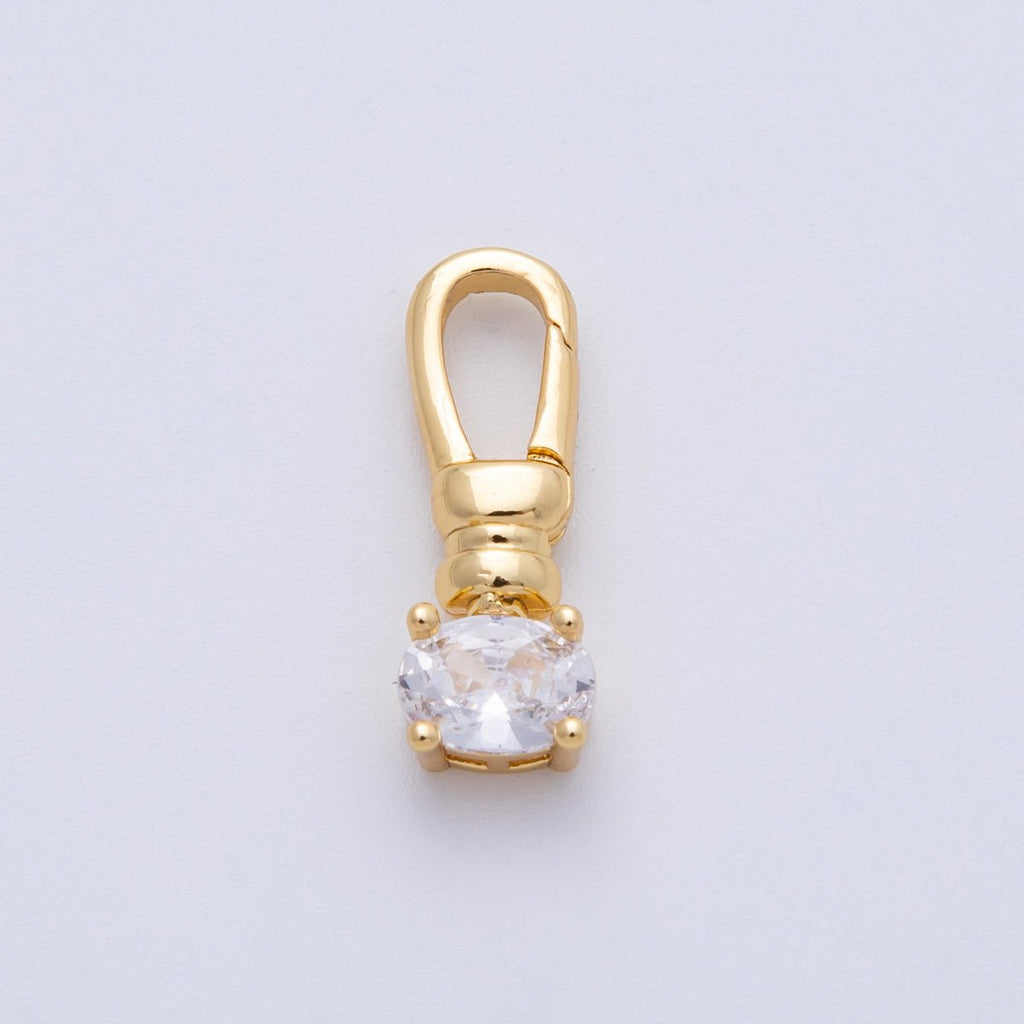 18K Gold Filled 20mm Clear CZ Push Gate Clasp Closure | Findings-00052
