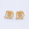18K Gold Filled 20mm CZ Flower Open Loop Drop Stud Earrings | Findings-00116