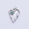 18K Gold Filled 20mm Green CZ Flower Shell Pearl Molten Heart Pendant in Gold & Silver | AF1204