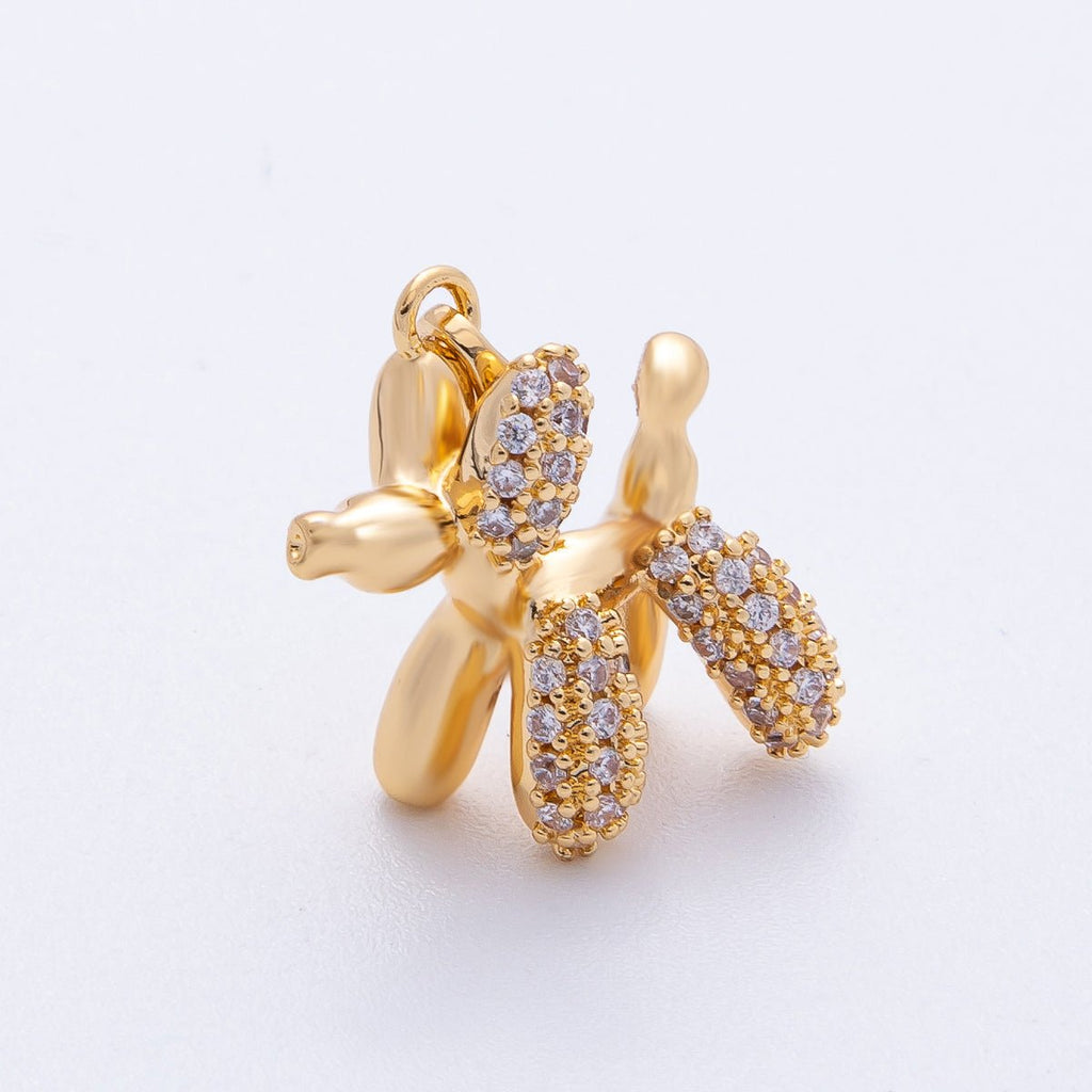 18K Gold Filled 20mm Micro Paved CZ Chubby Balloon Animal 3D Multidimensional Pendant | AF1211