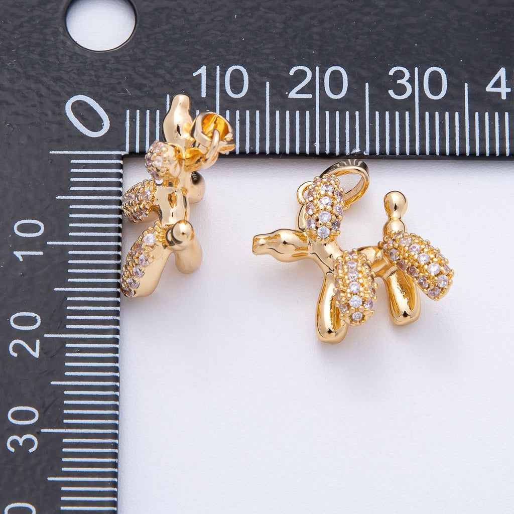 18K Gold Filled 20mm Micro Paved CZ Chubby Balloon Animal 3D Multidimensional Pendant | AF1211