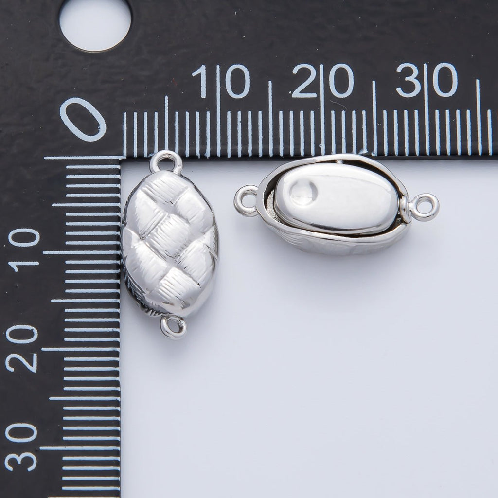 18K Gold Filled 20mm Quilted Box Clasps Closure Finding in Gold & Silver | Z1453