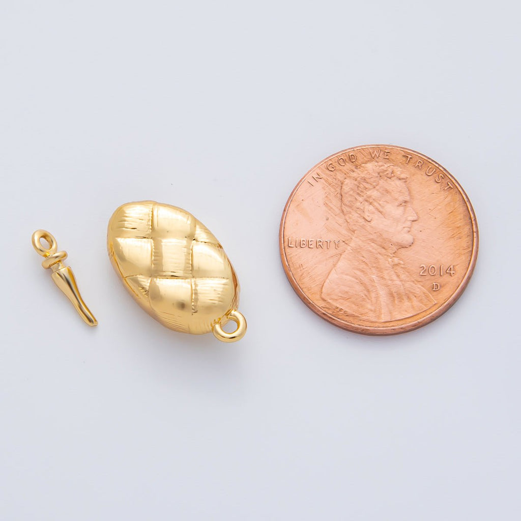 18K Gold Filled 20mm Quilted Box Clasps Closure Finding in Gold & Silver | Z1453