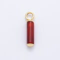 18K Gold Filled 20mm Red Carnelian Gemstone Cylinder Tube Drop Charm | AK148