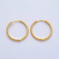 18K Gold Filled 20mm Ribbed Croissant Hoop Earrings | Q00036