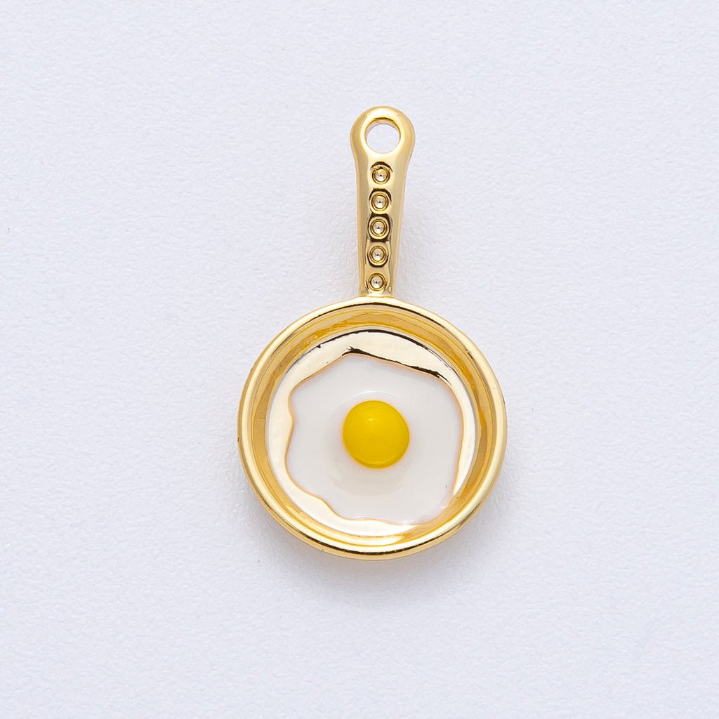 18K Gold Filled 20mm Sunny Side Egg Frying Pan Culinary Food Charm | AF1218