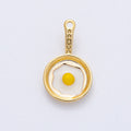 18K Gold Filled 20mm Sunny Side Egg Frying Pan Culinary Food Charm | AF1218