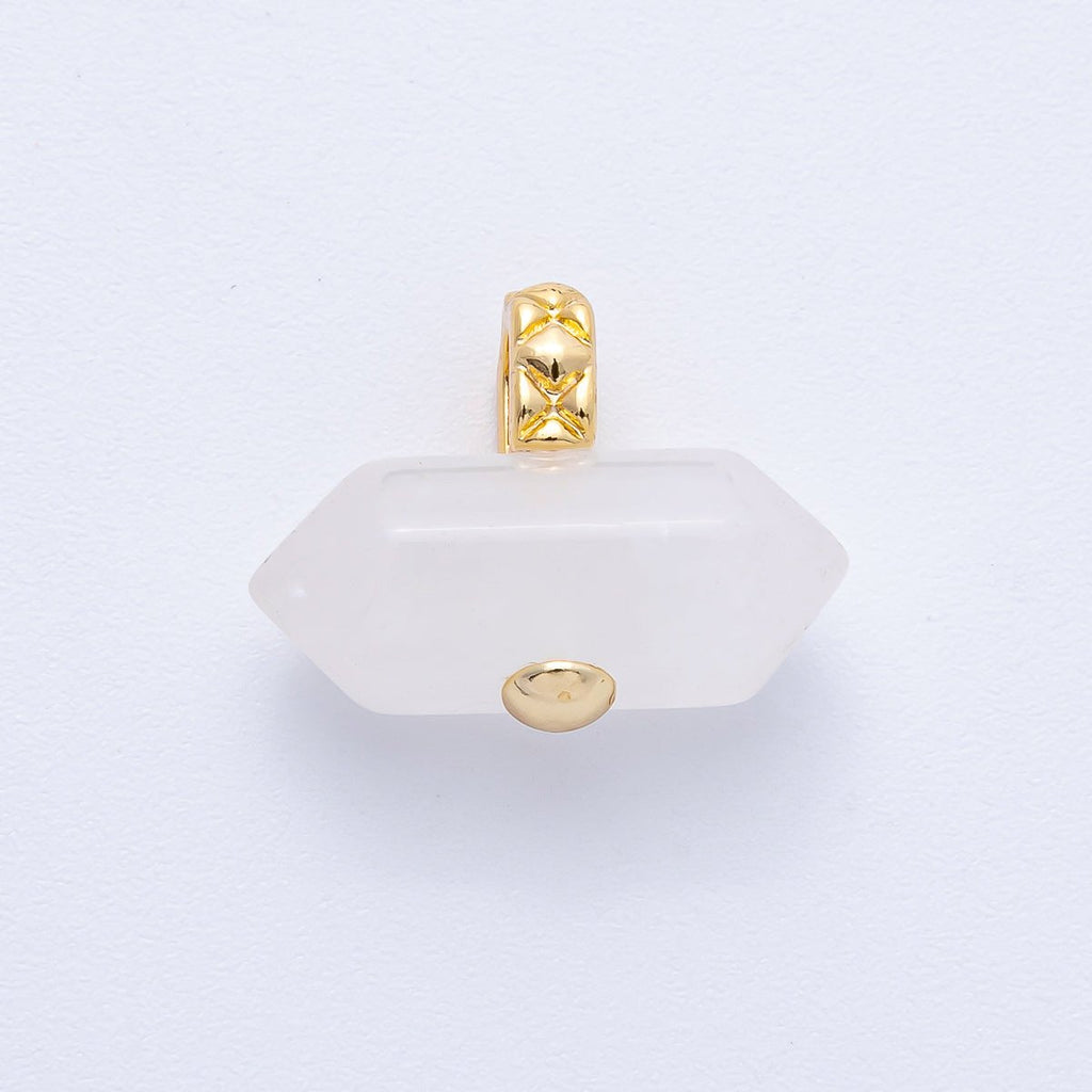 18K Gold Filled 21.3mm Natural Gemstone Point Croissant Pendant | AK129 - AK132