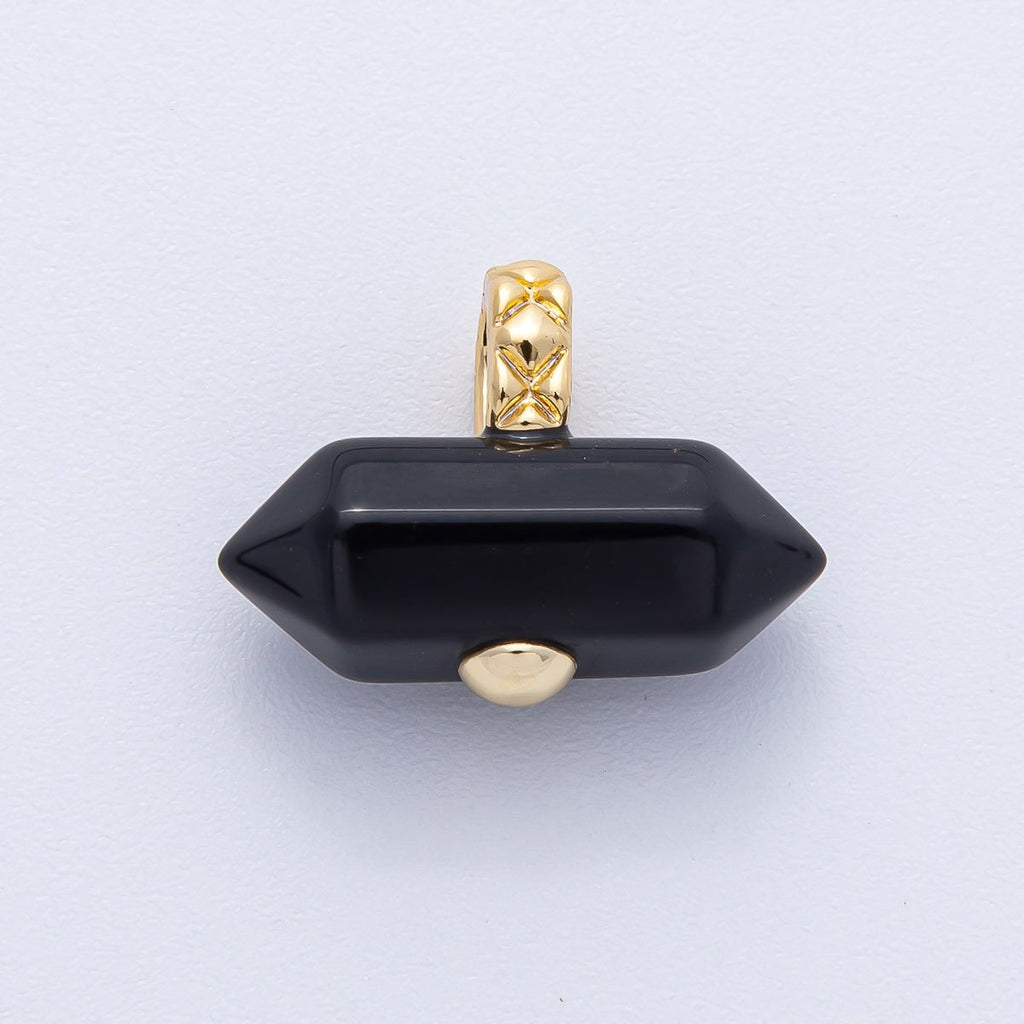 18K Gold Filled 21.3mm Natural Gemstone Point Croissant Pendant | AK129 - AK132