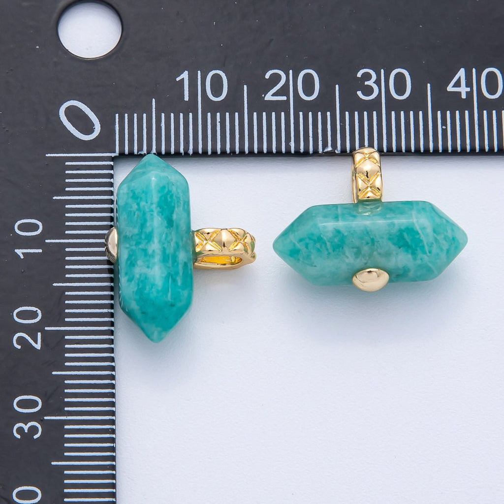 18K Gold Filled 21.3mm Natural Gemstone Point Croissant Pendant | AK129 - AK132
