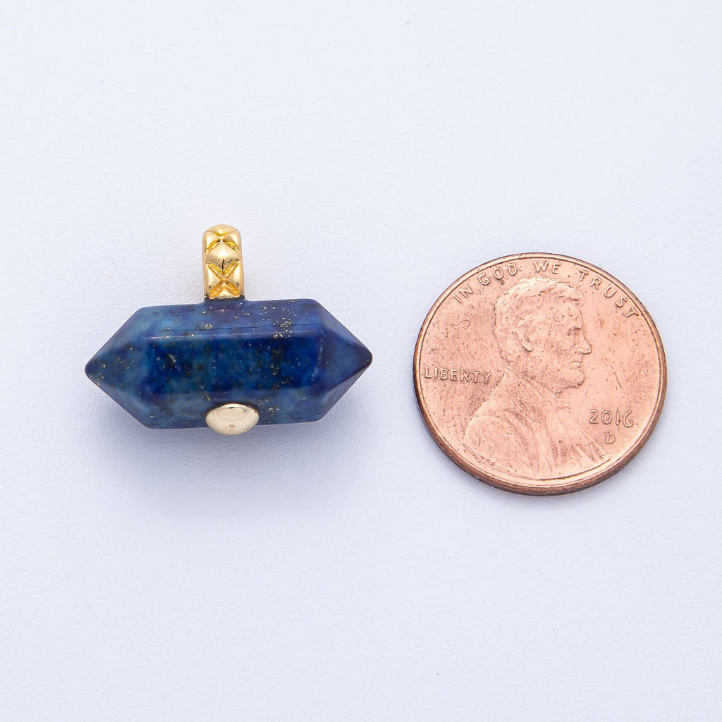 18K Gold Filled 21.3mm Natural Gemstone Point Croissant Pendant | AK129 - AK132