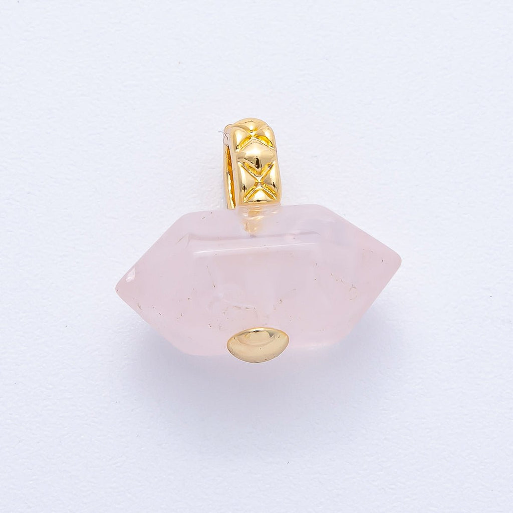 18K Gold Filled 21.3mm Natural Gemstone Point Croissant Pendant | AK129 - AK132
