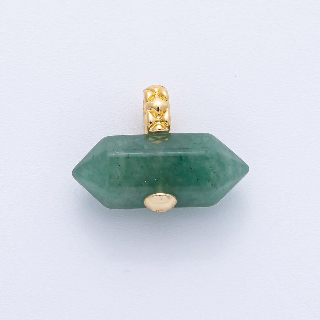 18K Gold Filled 21.3mm Natural Gemstone Point Croissant Pendant | AK129 - AK132