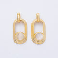18K Gold Filled 21.5mm Clear, Pink Gemstone Round Open Oblong Pendant | AF1225