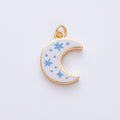 18K Gold Filled 21mm Blue Enamel Crescent Moon Celestial Charm | AF1612