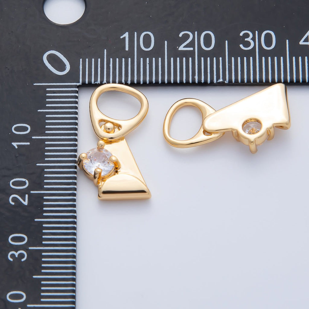 18K Gold Filled 21mm Clear CZ Abstract Geometric Soda Tab Pendant | Charms-00336 Charms-00337