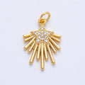 18K Gold Filled 21mm Micro Paved CZ Celestial Shooting Star Charm | Charms-00050
