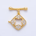 18K Gold Filled 22.3mm Micro Paved CZ Flower Toggle Clasps Findings | Findings-00015