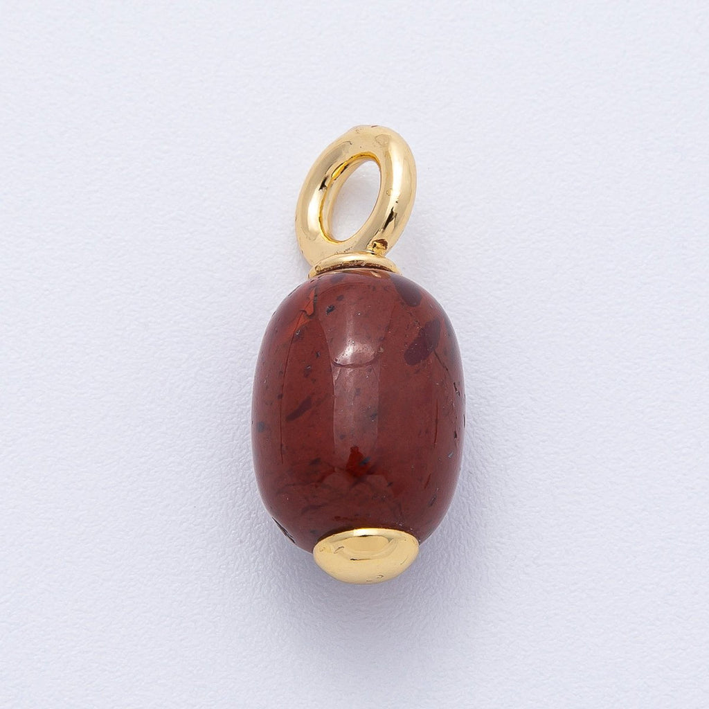 18K Gold Filled 23.5mm Natural Gemstone Tube Drop Charm | AK140 - AK142