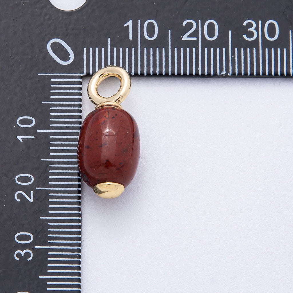 18K Gold Filled 23.5mm Natural Gemstone Tube Drop Charm | AK140 - AK142