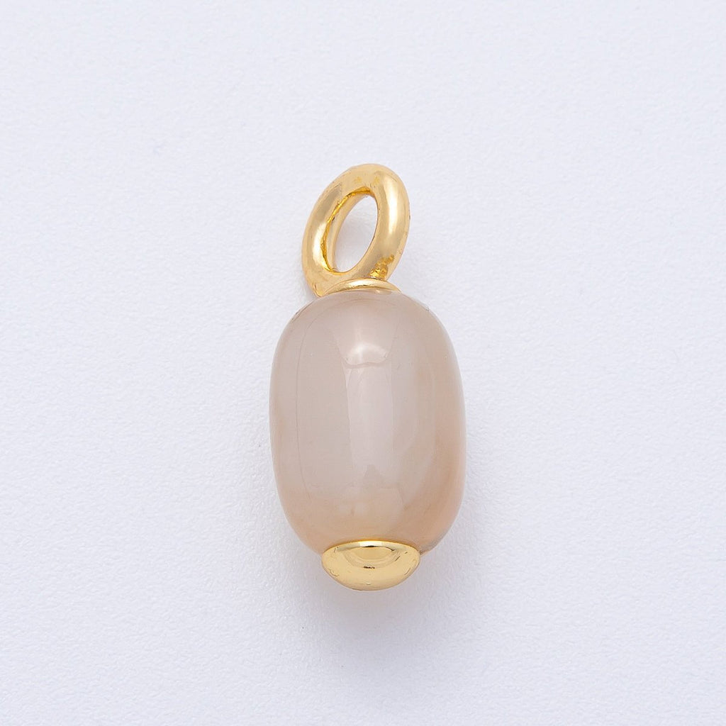 18K Gold Filled 23.5mm Natural Gemstone Tube Drop Charm | AK140 - AK142