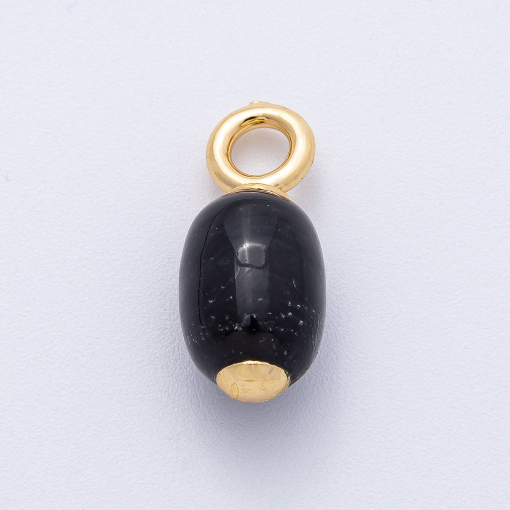 18K Gold Filled 23.5mm Natural Gemstone Tube Drop Charm | AK140 - AK142