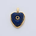 18K Gold Filled 23mm Amazon, Amethyst, Lapis Gemstone Sunburst Heart Pendant | AF1161 ~ AF1163