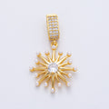 18K Gold Filled 23mm Shell Pearl Micro Paved CZ Celestial Sunburst Pendant | AF1212