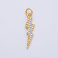 18K Gold Filled 24mm Clear Micro Paved CZ Lightning Bolt Thunder Charm | Charms-00332
