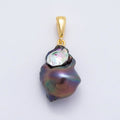 18K Gold Filled 25mm CZ Baroque Freshwater Pearl Pendant | Charms-00938 - Charms-00940