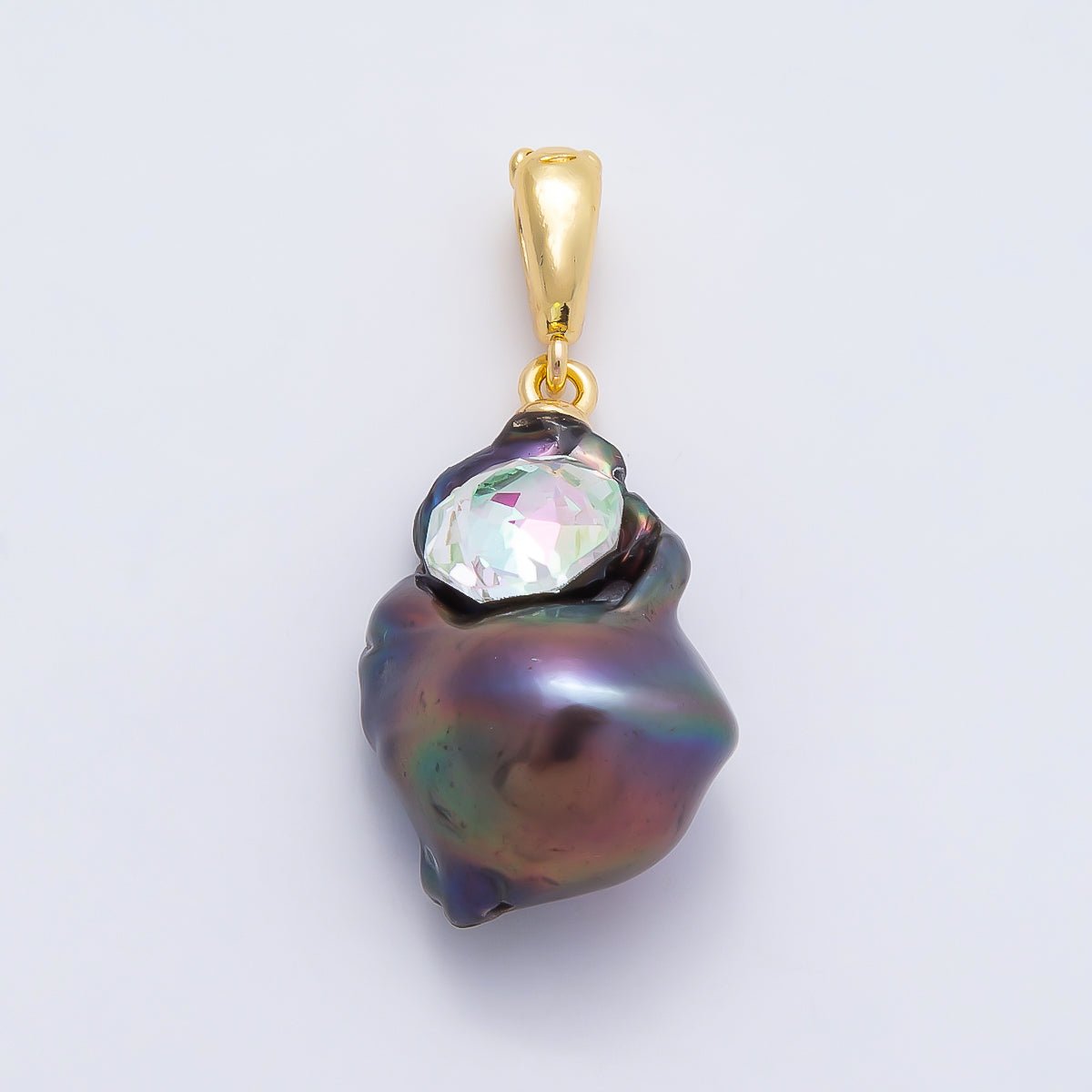 18K Gold Filled 25mm CZ Baroque Freshwater Pearl Pendant | Charms-00938 - Charms-00940