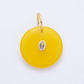 18K Gold Filled 25mm CZ Embedded Grey, Yellow, Red Round Gemstone Charm | AK053 AK054