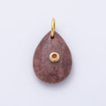 18K Gold Filled 25mm CZ Embedded Natural Gemstone Teardrop Charm | AK109 - AK112
