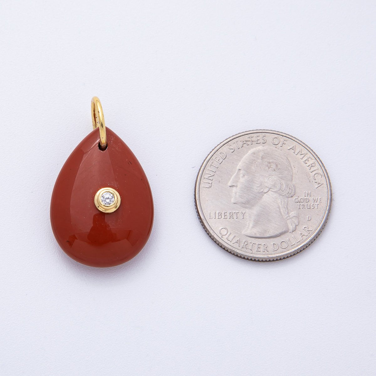 18K Gold Filled 25mm CZ Embedded Natural Gemstone Teardrop Charm | AK109 - AK112