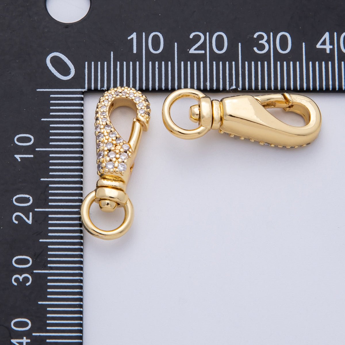 18K Gold Filled 25mm Micro Paved CZ Swivel Oblong Push Gate Clasp Closure | Findings-00053
