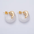 18K Gold Filled 25mm Molten Resin C-Shaped Hoop Earrings | Earrings-00251 - Earrings-00256