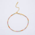18K Gold Filled 2.5mm Multicolor CZ Tennis Chain 8 Inch Bracelet w. Extender | WA-04198