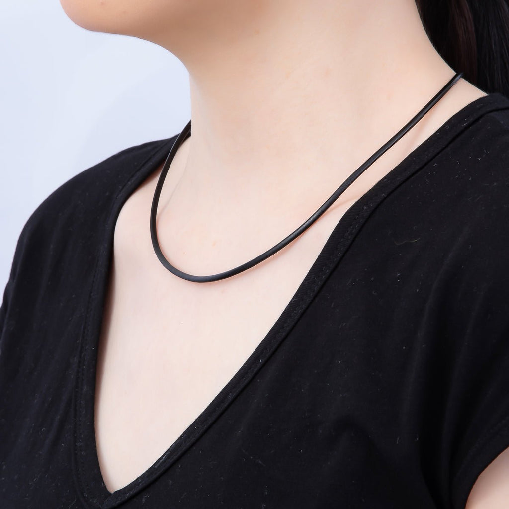 18K Gold Filled 2.5mm Thin Black Fall Faux Leather Cord 19 Inch Necklace | WA-3858