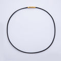 18K Gold Filled 2.5mm Thin Black Fall Faux Leather Cord 19 Inch Necklace | WA-3858