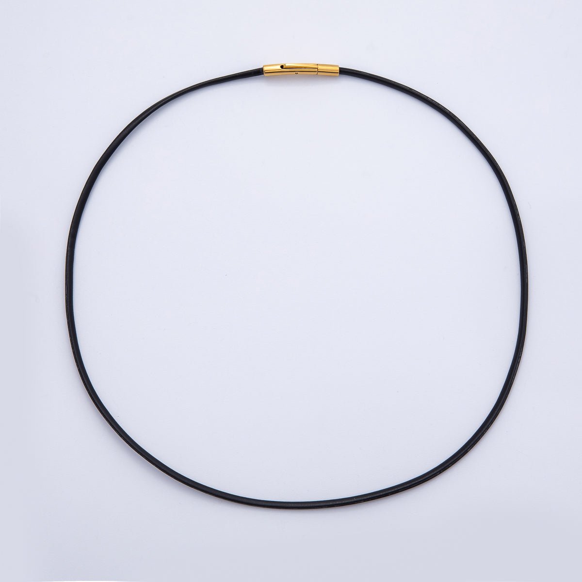 18K Gold Filled 2.5mm Thin Black Fall Faux Leather Cord 19 Inch Necklace | WA-3858