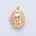 18K Gold Filled 26mm Bird Star Micro Paved CZ Oval Locket Pendant | AF1200