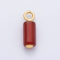 18K Gold Filled 26mm Red Carnelian Gemstone Cylinder Tube Drop Charm | AK145