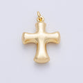 18K Gold Filled 27mm Golden Plain Chunky Cross Charm | Charms-00154
