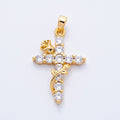 18K Gold Filled 28mm Clear CZ Rose Religious Cross Pendant | Charms-00111