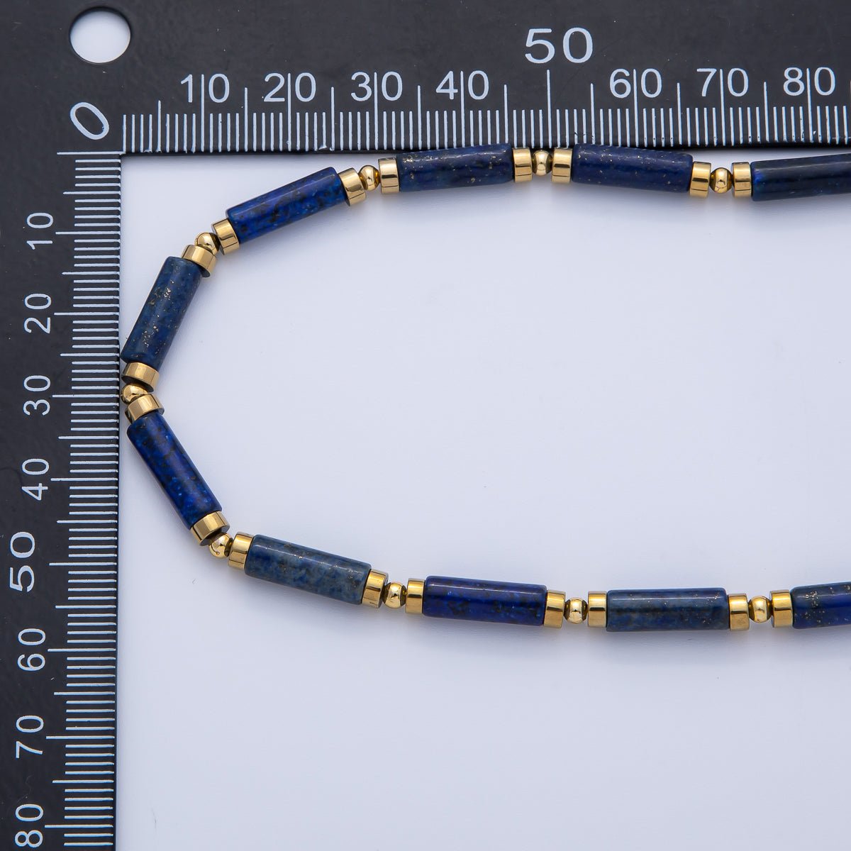 18K Gold Filled 2.8mm Natural Gemstone Tube 16.5 Inch Choker Necklace | WA-3930 ~ WA-3938
