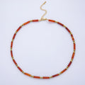 18K Gold Filled 2.8mm Natural Gemstone Tube 16.5 Inch Choker Necklace | WA-3930 ~ WA-3938